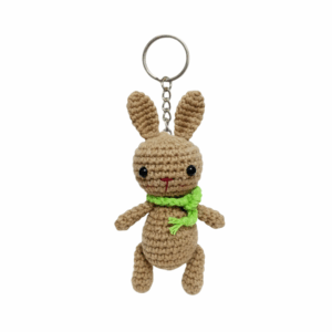 Crochet Brown Bunny with Scarf Keychain
