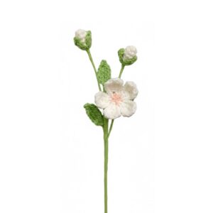 Crochet 1 Wildflower with Buds (white, purple, green)