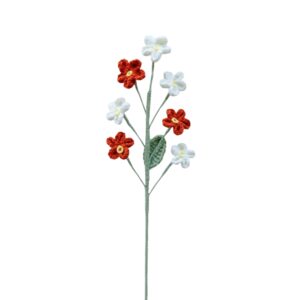 Crochet White Forget-Me-Not (red, orange)
