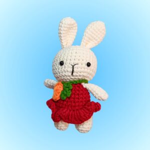 Bunny in Carrot Collar Dress (red, pink)