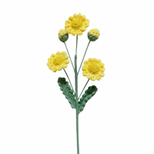 Crochet Daisy Stem with Buds (yellow, white, pink)