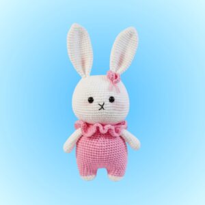 Ruffle Collar Romper Rabbit with Bow (pink, green, yellow)