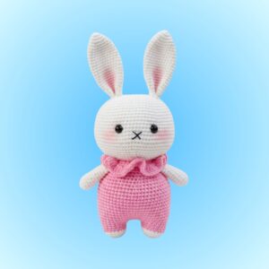 Ruffle Collar Romper Rabbit (pink, brown)