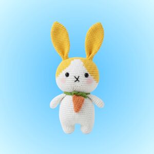 Bunny Plushie with Carrot (yellow, pink, purple, black)