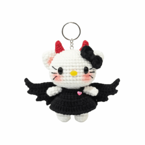 Devil Hello Kitty Crochet Keychain