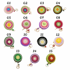 Crochet Round Flower Coin Purse