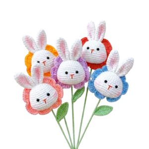 Crochet Rabbit Flower (yellow, red, blue, purple, pink)