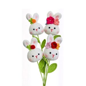 Crochet Rabbit Head Flower with Accessory